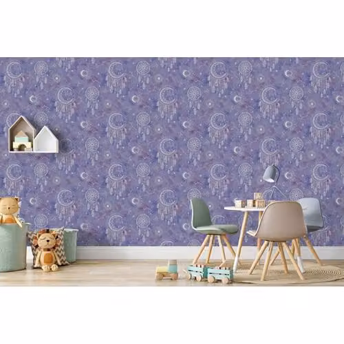 Holden Decor Dreamcatcher Wallpaper in Purple and Silver for Bedrooms, Nurseries and Playrooms – 2