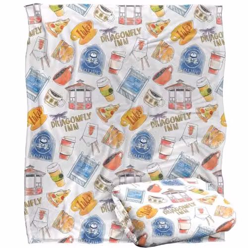 Warner Brothers Gilmore Girls Dragonfly Inn and Lukes Soft Fleece Throw Blanket, Multicolour, W: 152 cm, D: 127 cm