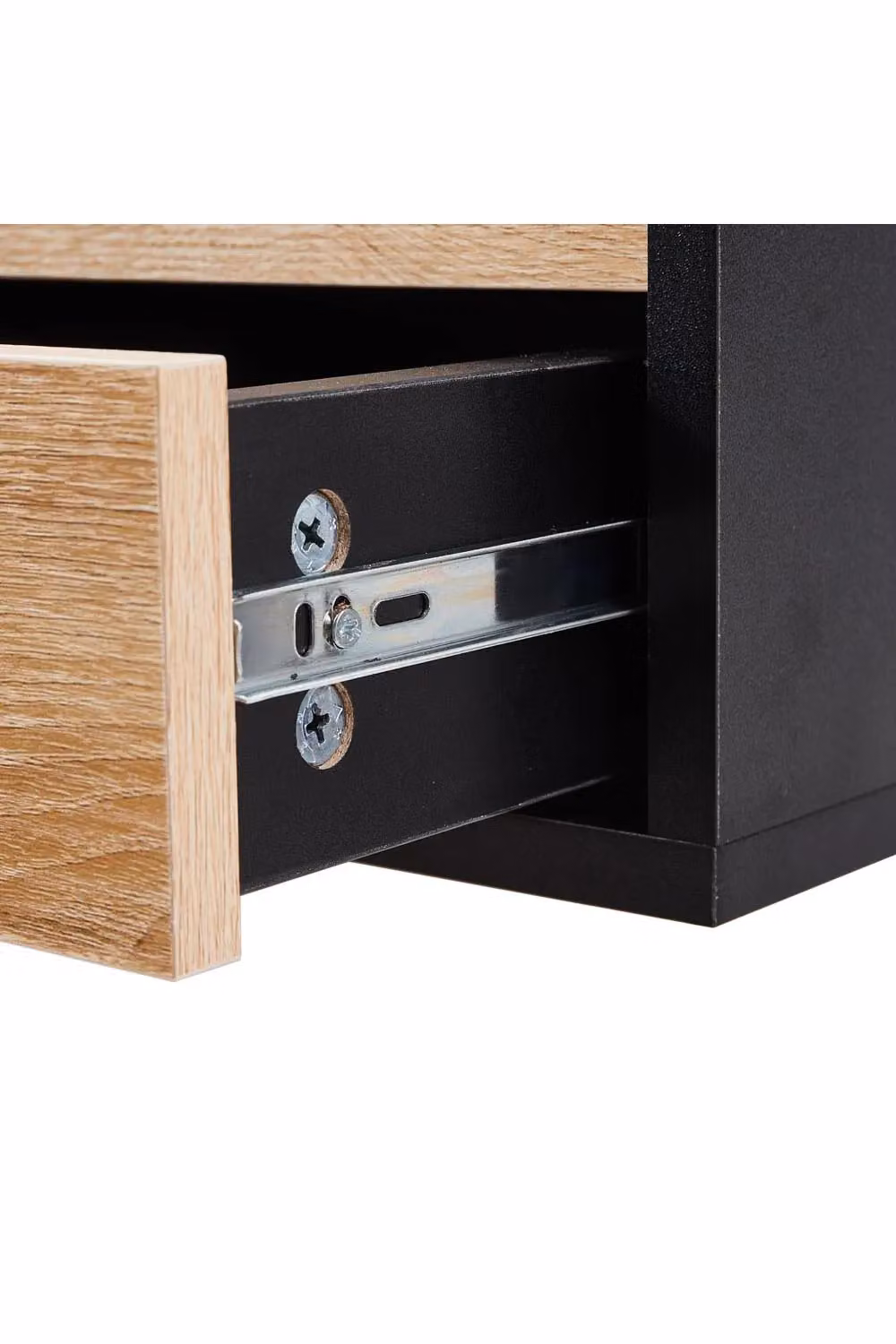 H&O Direct Modern Wall Mounted Floating Bedroom Nightstand with Two Drawers in Matt Black – 3