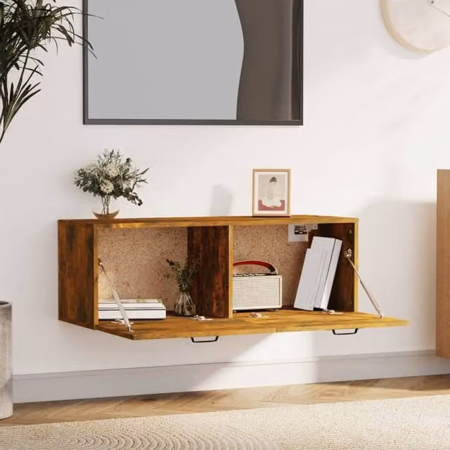 Berkfield Home Wall Mounted Smoked Oak Cabinet in Brown, W/D/H: 100 x 36.5 x 35 cm – 1