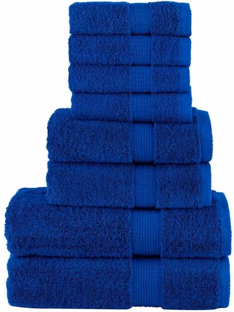 Berkfield Home SOLUND 8 Piece Premium Blue Cotton Terry Towel Set, 600 gsm