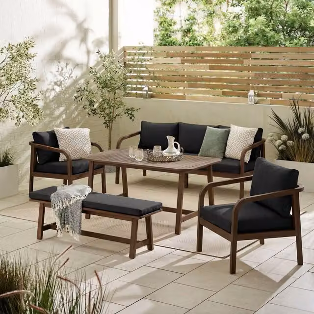 FurnitureboxUK Lydiard 8 Seat Garden Diner Set in Brown Acacia Wood