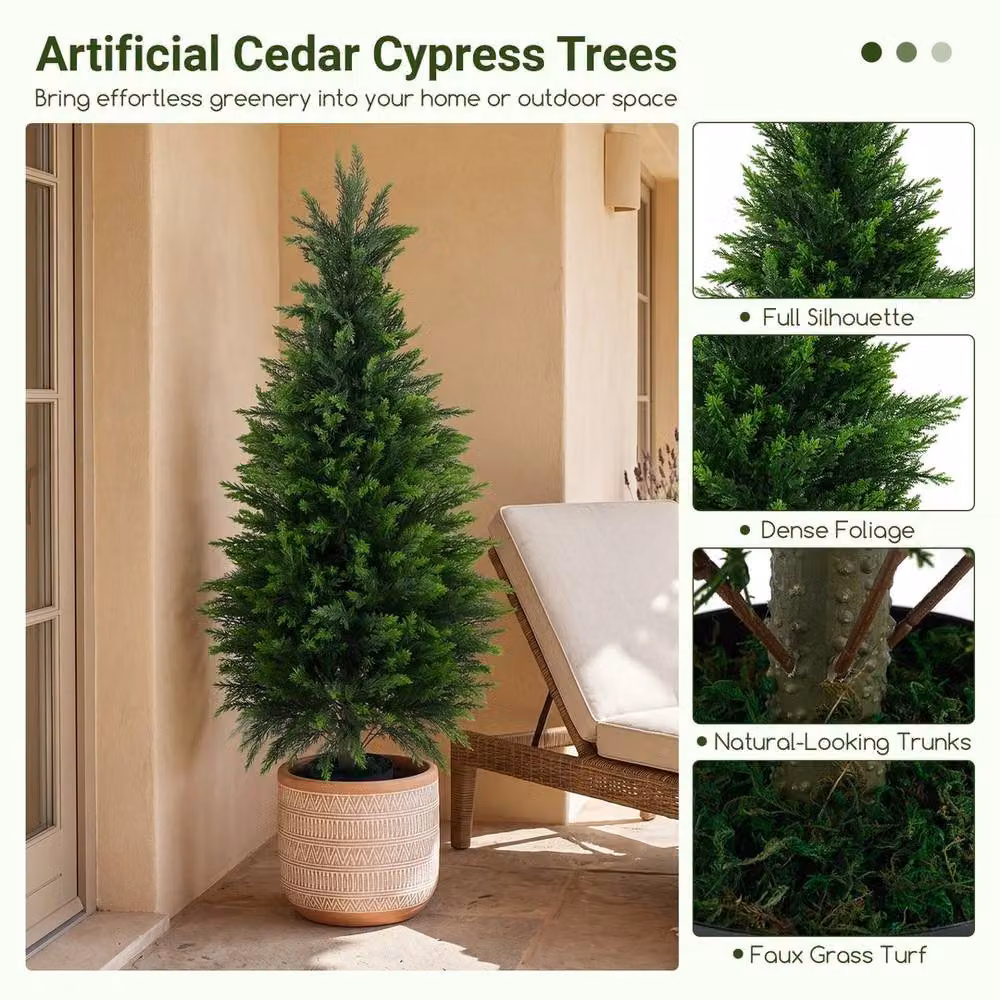 Havendro Set of 2 Green Artificial Cedar Cypress Trees, Height: 120 cm – 5