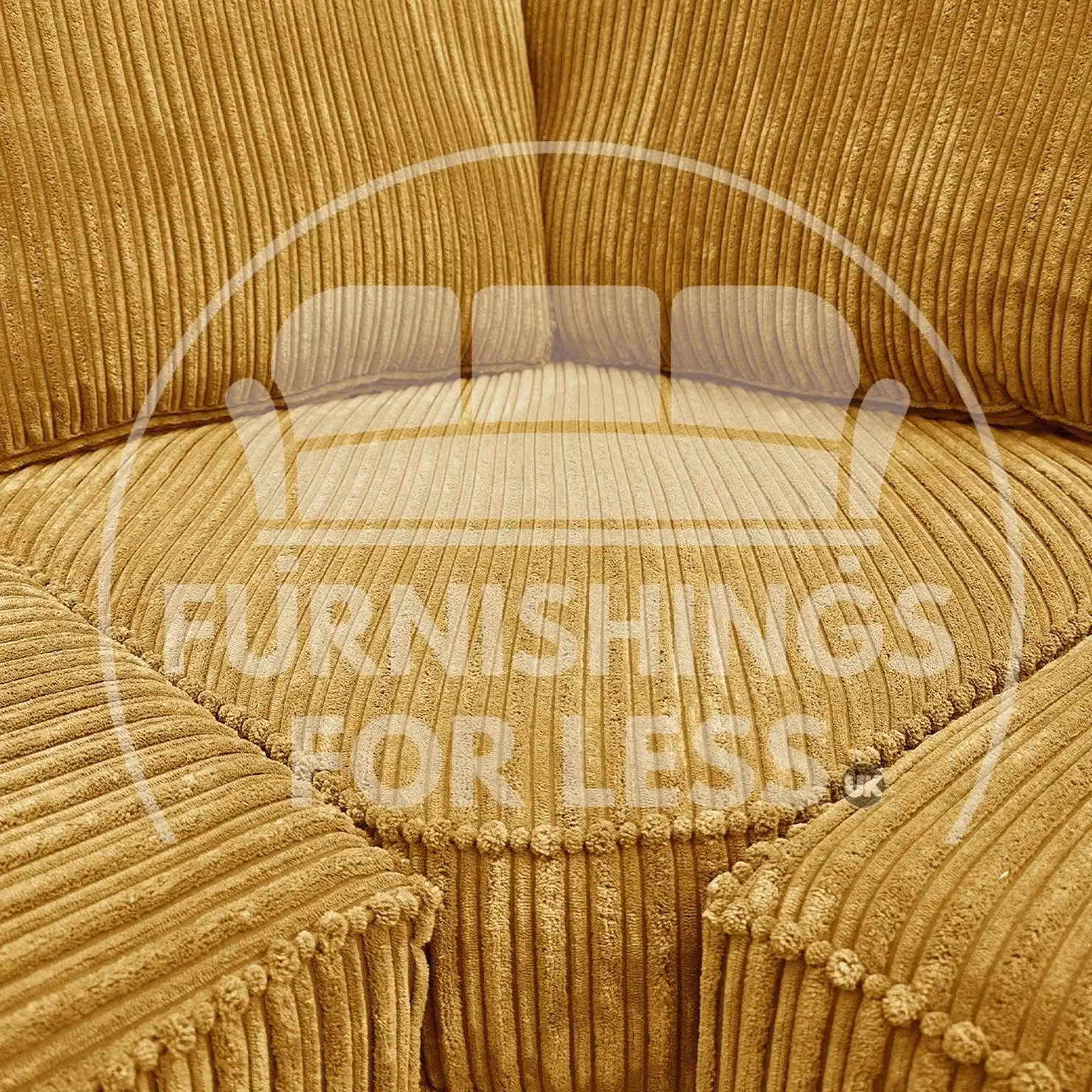 Furnishings For Less UK Bishop U-Shaped 5 Seater Large Sofa in Mustard Yellow Jumbo Cord Fabric with Matching Ottoman and Scatter Cushions – 2