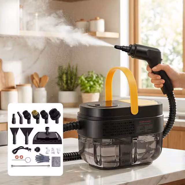 Spector 1500W Handheld High Pressure Steam Cleaner in Black and Yellow