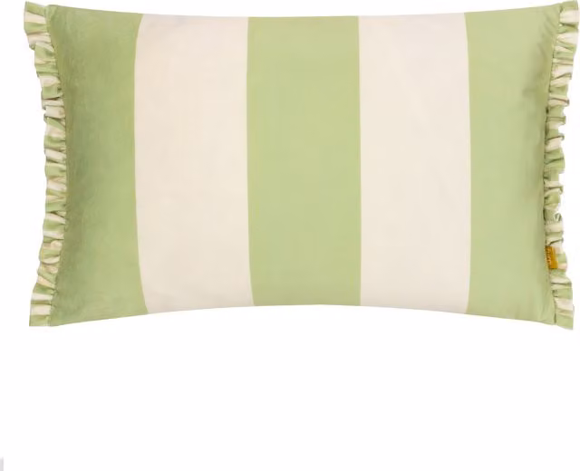 Make it a Home Araya Striped Green Velvet Rectangular Cushion with Feather Filling