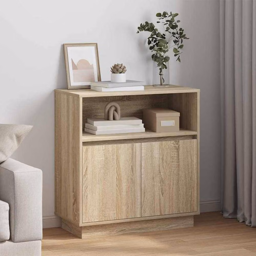 Berkfield Home Sonoma Oak Sideboard with Integrated LED Lighting in Brown, W/D/H: 75 x 34.5 x 71 cm – 2