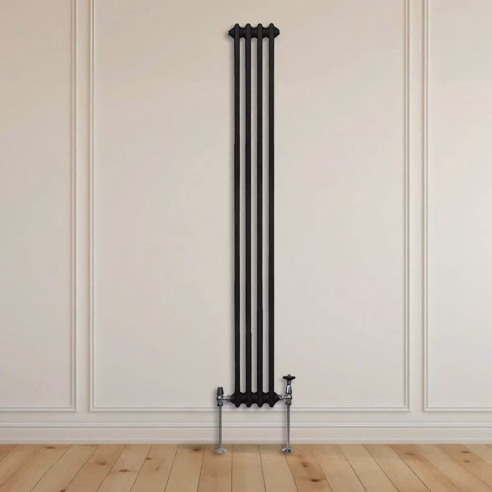 Monstershop Traditional 2 Column Steel Radiator in Black, H 180 cm x W 20.2 cm x D 7 cm – 7