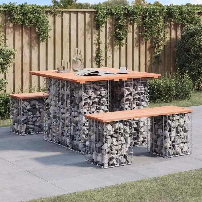 Berkfield Home Beautiful Garden Bench Gabion Design in Brown Solid Douglas Wood W/D/H: 100 x 102 x 72 cm