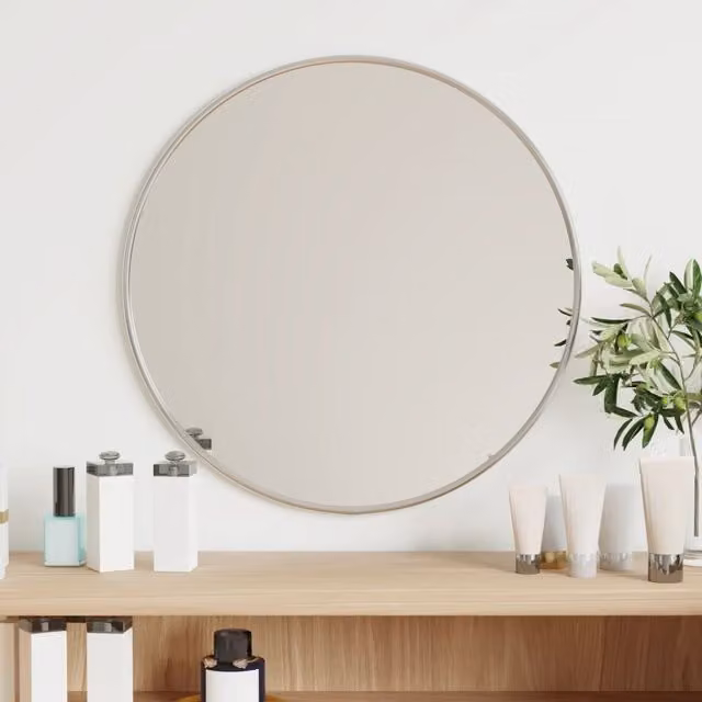 Berkfield Home Minimalist Round Wall Mirror in Silver, Diameter: 40 cm – 1