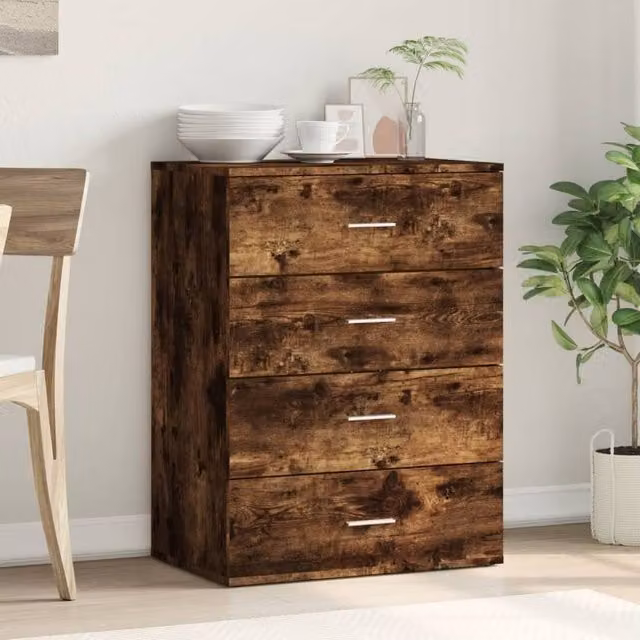 Berkfield Home Smoked Oak Sideboard in Brown, W/D/H: 60 x 39 x 80 cm – 1