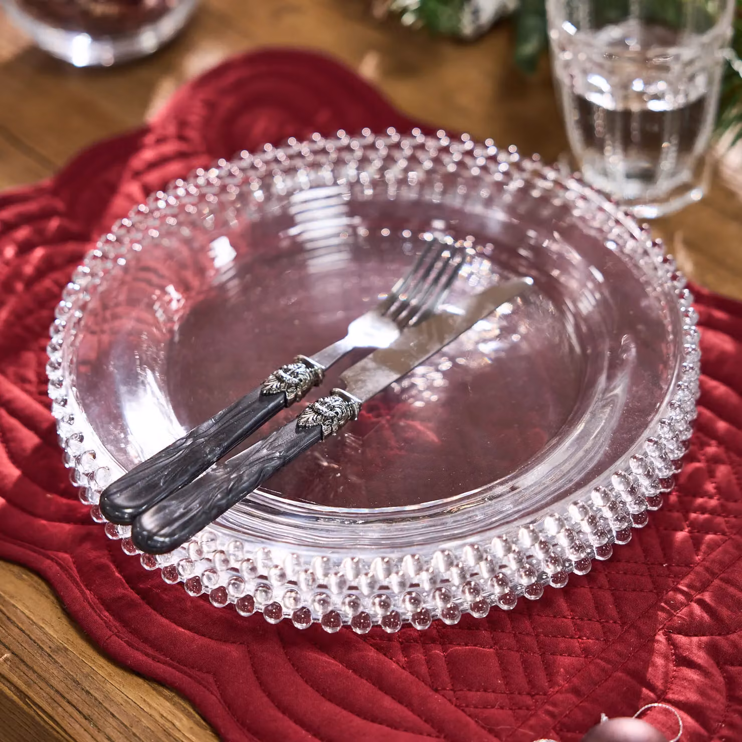 Dibor Bella Perle Set of 4 Clear Glass Dinner Plates, Diameter: 26 cm – 4