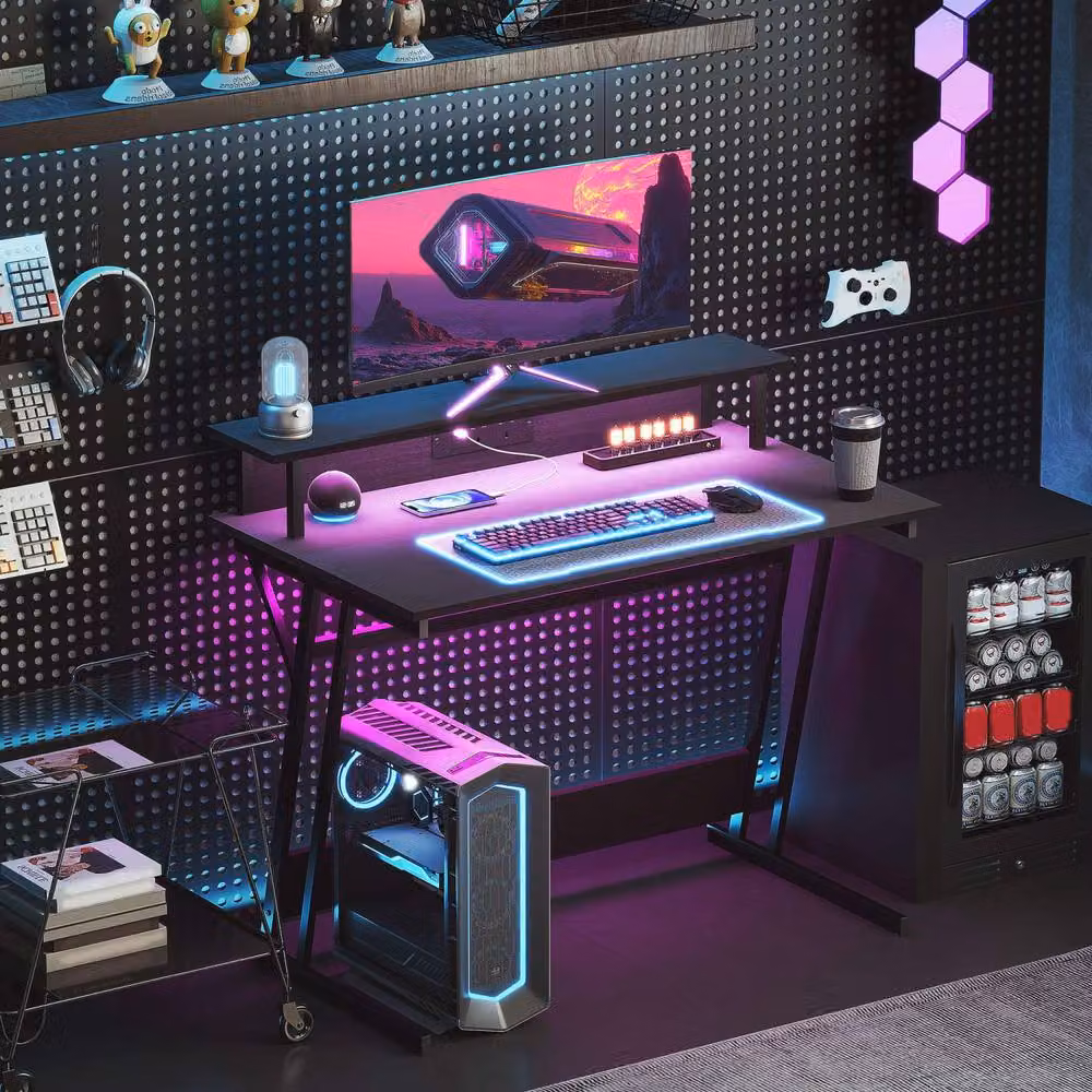 Wyld Haus Tovapa LED Gaming Desk, Black, W: 100 cm, D: 88.5 cm, H: 60 cm – 3