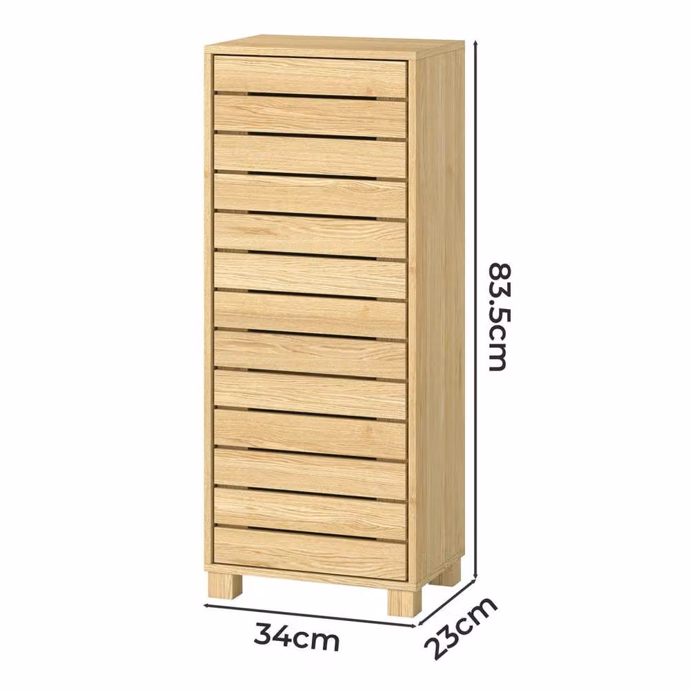 FORGEVIO Oak Luxe Freestanding Bathroom Cabinet with Adjustable Shelves and Hinged Doors in Beige – 2
