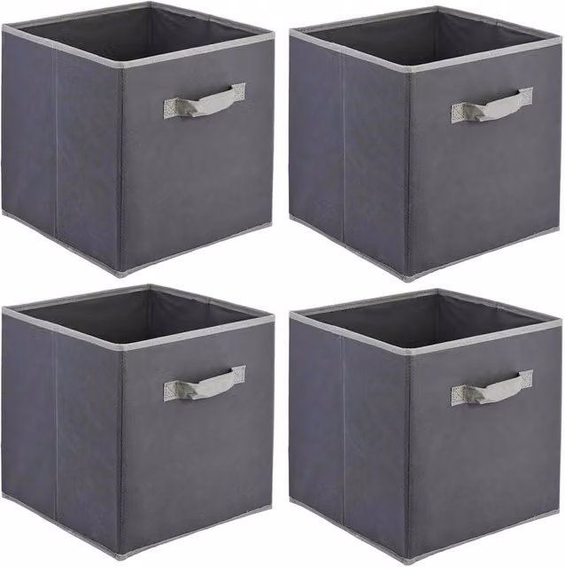 Havendro Set of 4 Collapsible Fabric Storage Boxes in Grey, W/D/H: 30 x 30 x 30 cm – 1