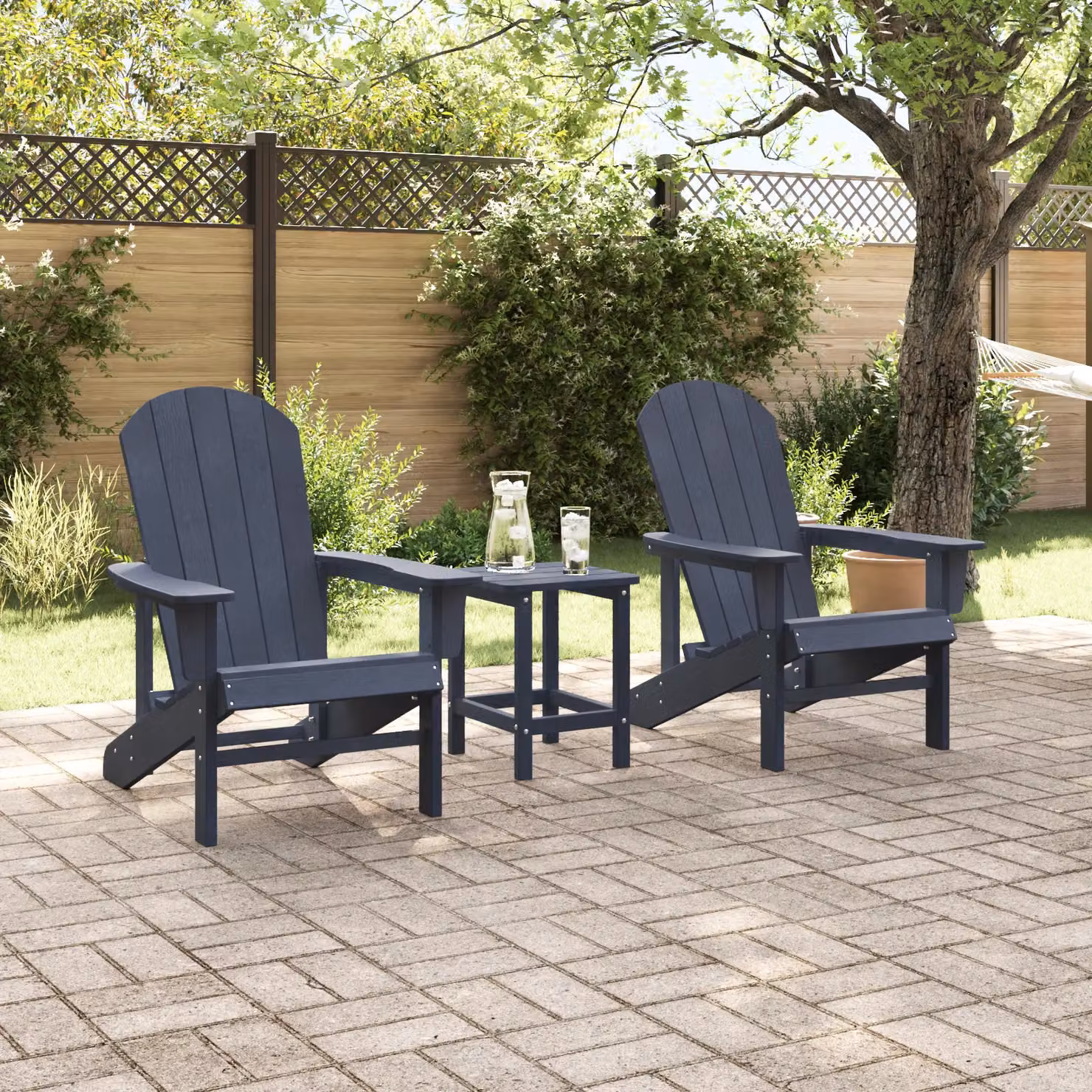 Berkfield Home Adirondack Chairs, 2 Pack, Navy Blue, W/D/H: 74 x 82 x 90 cm – 3