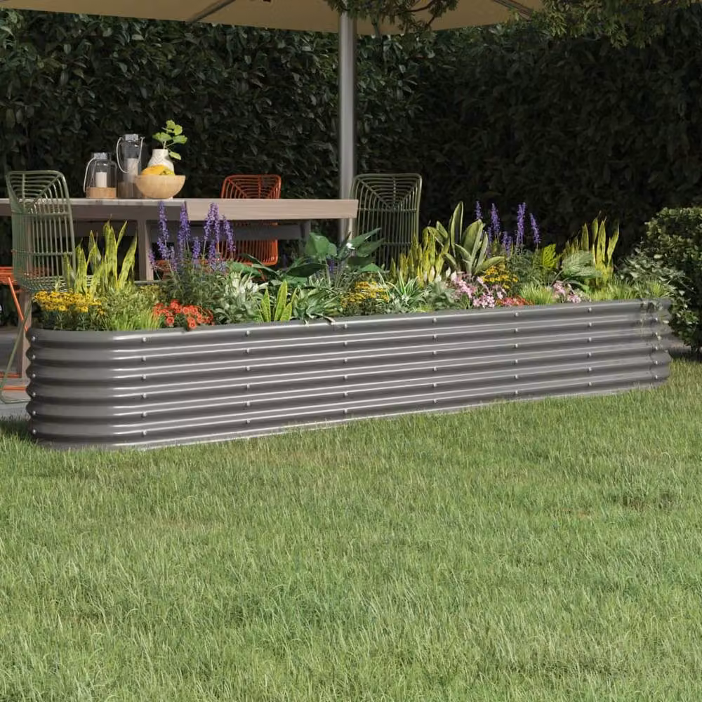 Berkfield Home Garden Grey Powder-coated Steel Raised Bed, W/D/H: 260 x 40 x 36 cm – 2