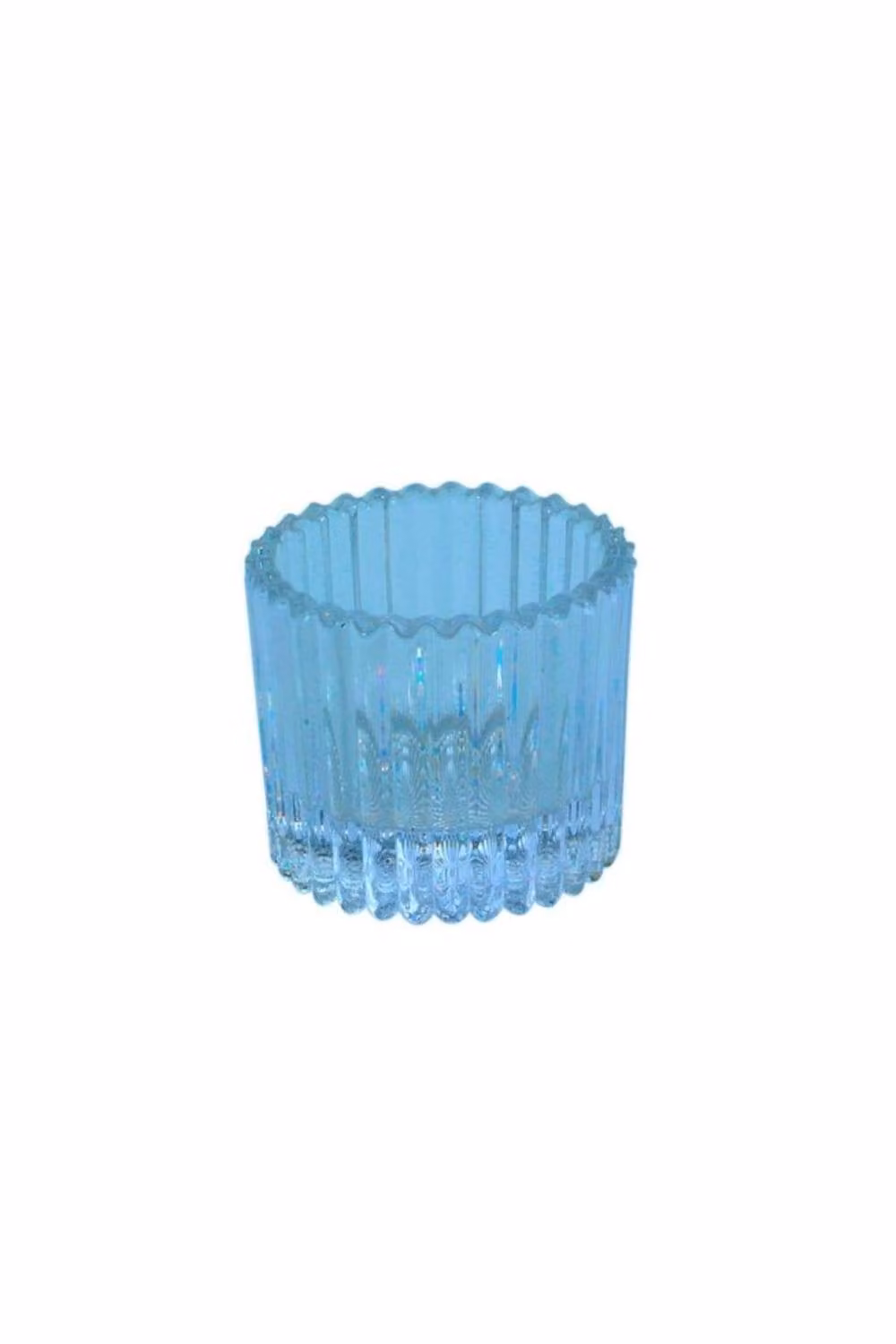 KDMD Blue Harrison Ribbed Glass Tealight Holder, 10 Pack, Diameter: 4.5 cm – 2