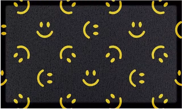 Artsy Mats Smiley Black Indoor Outdoor Non-Slip PVC Doormat
