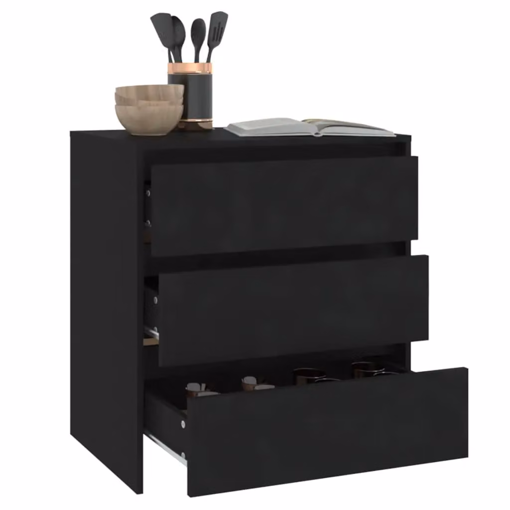 Berkfield Home Black Matt Minimalist Sideboard, W/D/H: 70 x 41 x 75 cm – 3