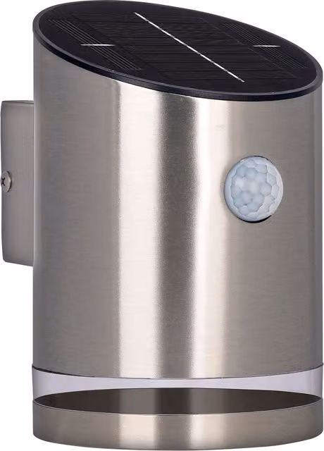 Luceco Solar Guardian LED Outdoor Wall Lantern with PIR Motion and Dusk Sensor, Stainless Steel, Grey – 4