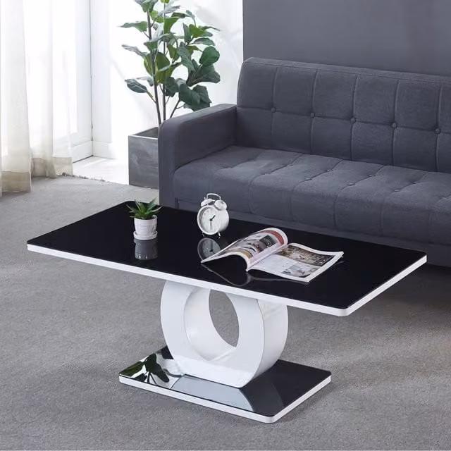Modernique Giulia Coffee Table in White Gloss with Black Glass