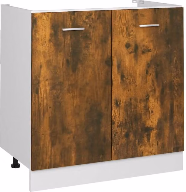 Berkfield Home Smoked Oak Sink Bottom Cabinet, Brown, W/D/H: 80 x 46 x 81.5 cm