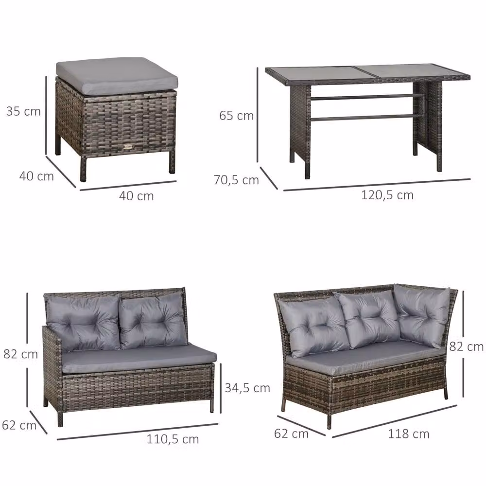 Wyld Haus Dili Grey 8 Seater Outdoor Rattan and Metal Sofa Set with Cushions and Table – 3