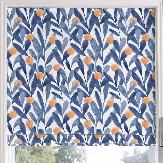 Voyage Maison Enso Made to Measure Blackout Roman Blind in Blue Floral Design