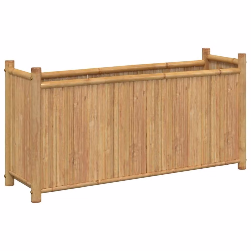 Berkfield Home Bamboo Planter Tub in Brown, W/D/H: 100 x 30 x 50 cm – 2