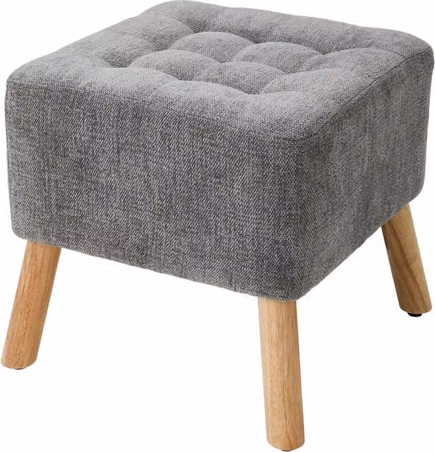 Livingandhome Modern Grey Soft Chenille Upholstered Cube Footstool