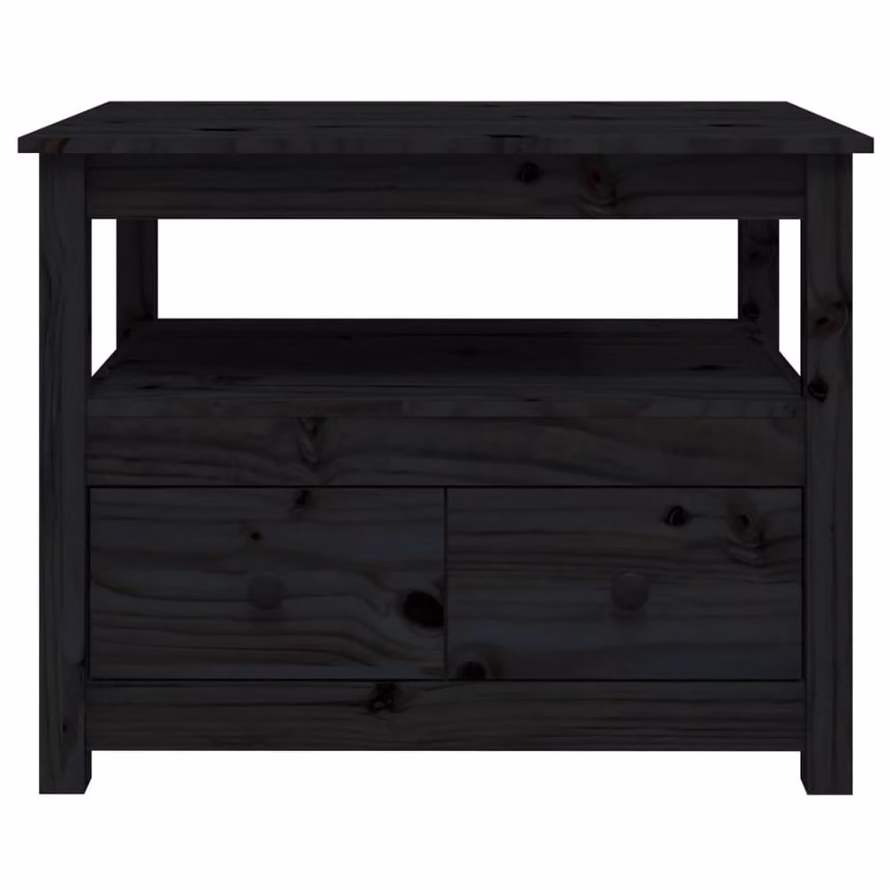 Berkfield Home Black Rustic Solid Pine Coffee Table W: 71 cm, D: 49 cm, H: 55 cm – 4