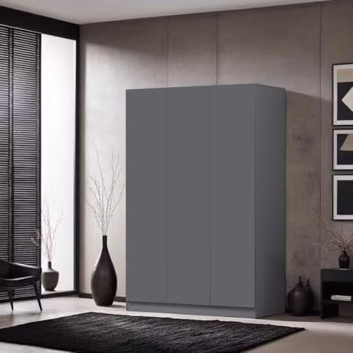 FWStyle Matt Grey 3 Door Wardrobe with Soft Close Doors, W/D/H: 180 x 120 x 50 cm – 2