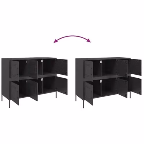 vidaXL Black Steel Sideboard, W/D/H: 100.5 x 39 x 79 cm – 4