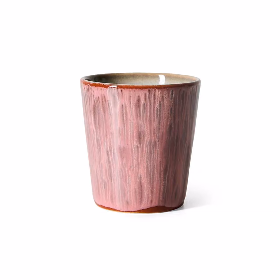HKLIVING 70s Rhubarb Ceramic Coffee Mug, Pink