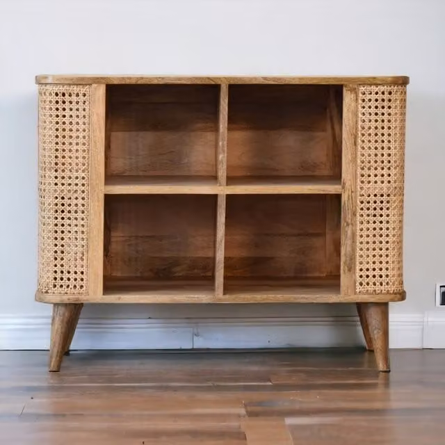 Artisan Furniture Mango Wood and Rattan Classic Cabinet, Brown – 1