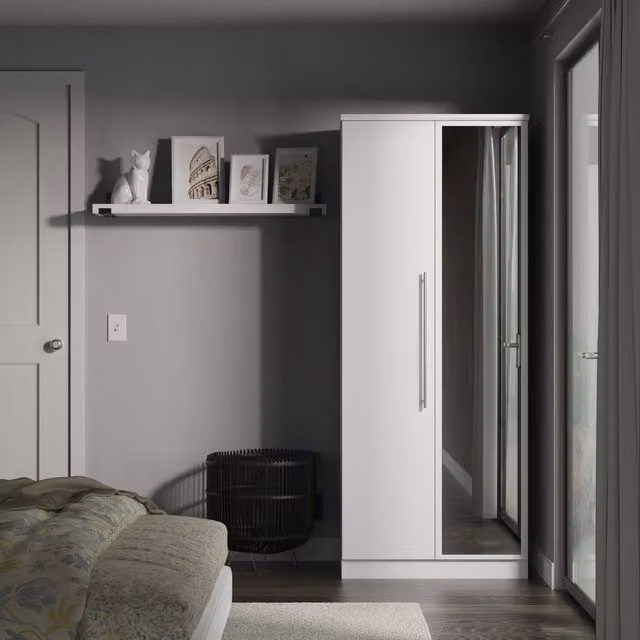 2 U Carlton Large 2 Door Mirrored Wardrobe in White, Ready Assembled – 1