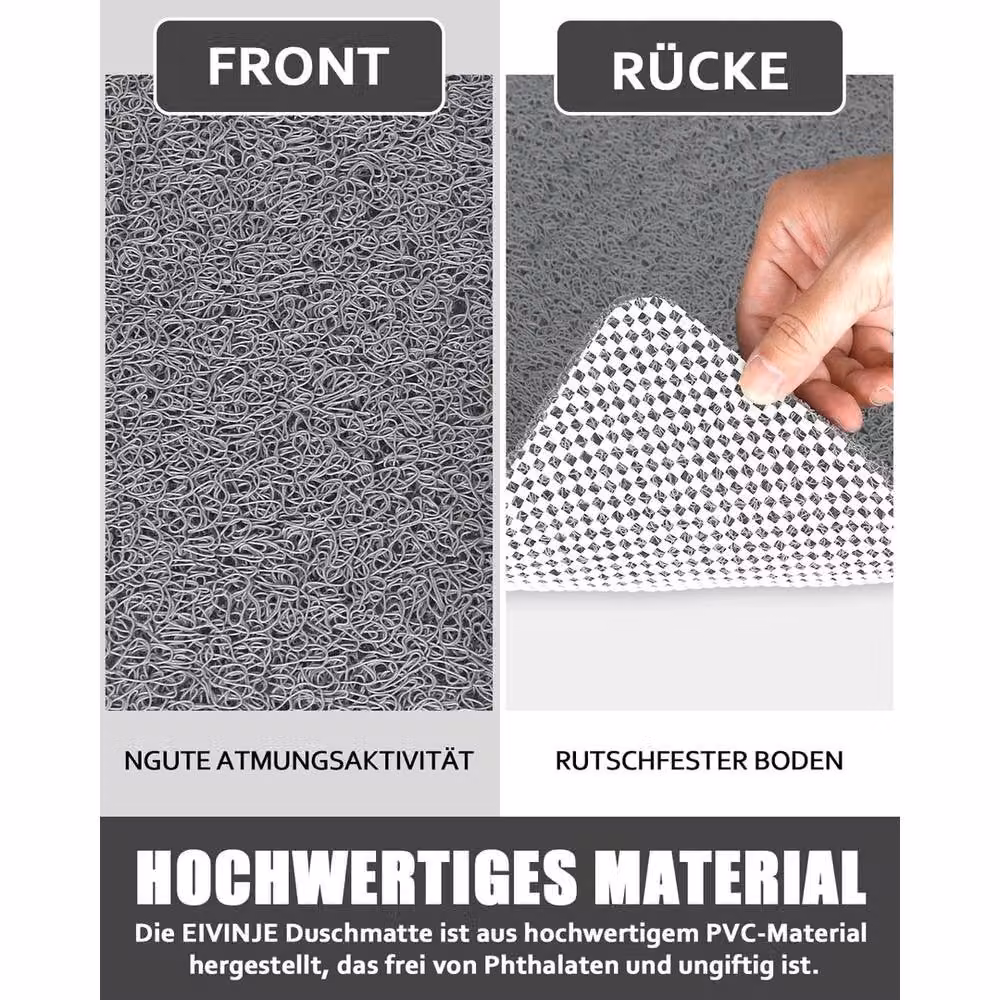 NESTLUNE Non-Slip Grey PVC Loofah Shower Mat, W: 180 cm x D: 180 cm – 3