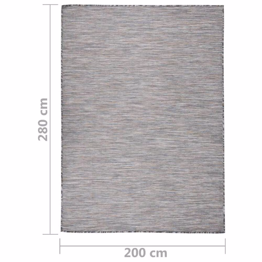 Berkfield Home Outdoor Flatweave Round Rug in Brown and Blue, W/D: 200 x 200 cm