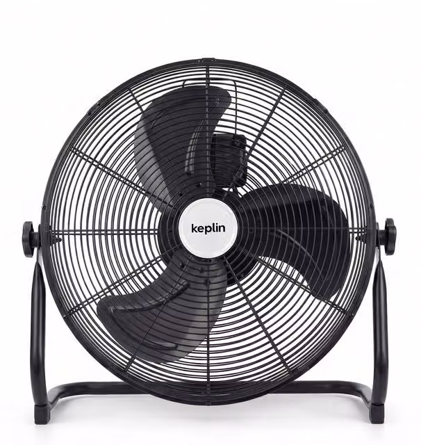 KEPLIN Heavy Duty Black Floor Fan with 3 Speeds and Adjustable Head, Diameter: 30 cm