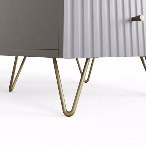 GFW Thalia 2 Drawer Bedside Table in Grey and White, Modern Matt Finish, W/D/H: 40 x 40 x 46.5 cm – 4
