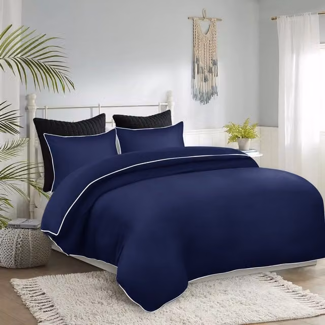 Cotton Passion Blue Microfibre Duvet Cover Set, W: 180 cm x H: 200 cm