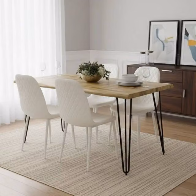 KOSY KOALA Modern Dining Table Set with 4 Chairs in White and Black – 1