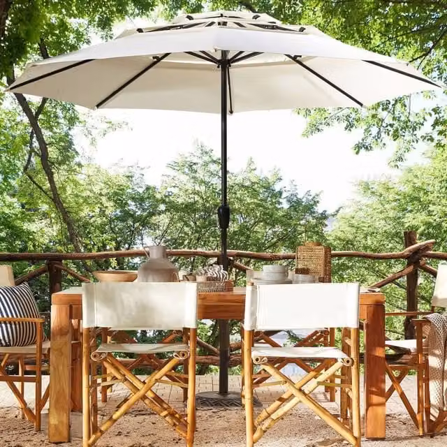 Wyld and Coco Market Garden Parasol in Beige, 285 cm Diameter, Octagonal UV-Resistant Crank Design – 1
