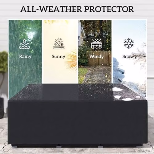 Outsunny Black Water-Repellent Oxford Fabric Outdoor Garden Sofa Set Cover, W: 210 cm, H: 70 cm – 3