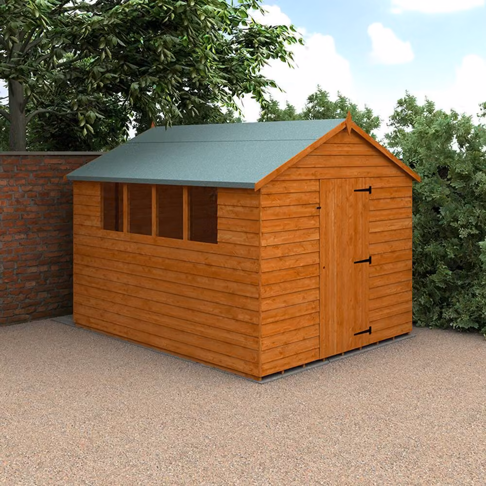 Buttercup Farm Budget Apex 9mm Wooden Garden Shed in Burnt Orange, W: 304.8 cm, D: 235.0 cm, H: 231.9 cm – 2