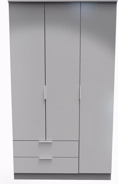 2 U Dover Triple Wardrobe with 2 Drawers in Dark Grey, Ready Assembled – 1