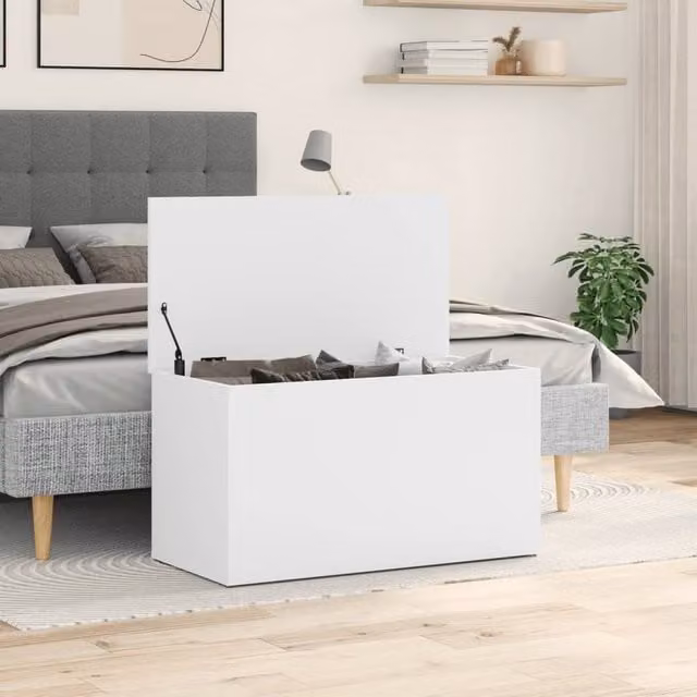 Berkfield Home Storage Chest in White, W/D/H: 84 x 42 x 46 cm