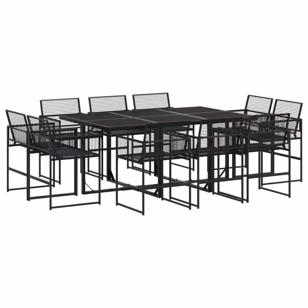 Berkfield Home Beautiful 11 Piece Black Poly Rattan Garden Dining Set – 3