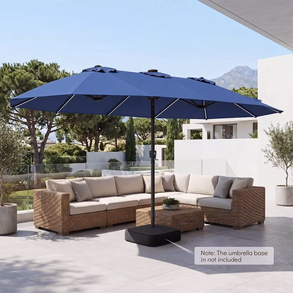 Gymax Blue Double-Sided Large Rectangular Market Parasol Umbrella, W: 457.2 cm x D: 254.0 cm – 3